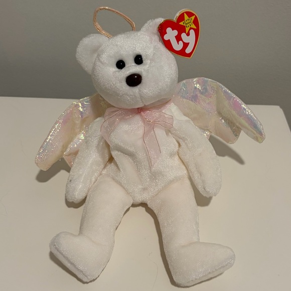 Ty Other - NWT RARE Ty White Angel Bear Plush with Iridescent Wings Beanie Baby WITH ERRORS